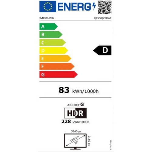 TV UHD SAMSUNG QE75Q70DATXXH QLED SMART